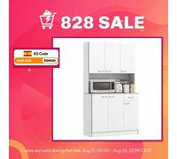 HOMCOM Alacena de Cocina con 1 Cajón 6 Puertas 101x39x180 cm Blanco Blanco