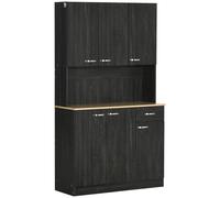 HOMCOM Alacena de Cocina con 1 Cajón 6 Puertas y Estantes Ajustable Estilo Moderno 101x39x180 cm Negro