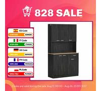 HOMCOM Alacena de Cocina con 6 Puertas Cajón 101x39x180 cm Negro Veteado