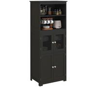HOMCOM Alacena de Cocina con 2 Estantes Abiertos 60x30x162 cm Negro