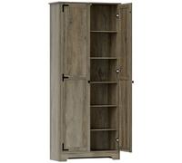 HOMCOM Alacena de Cocina con 2 Puertas y Estantes Ajustables para Comedor Salón 78x31,5x182 cm Marrón Grisáceo