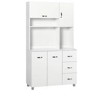 HOMCOM Alacena de Cocina con 3 Cajones 4 Puertas 100x39,5x183,5 cm Blanco Blanco