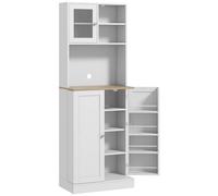 HOMCOM Alacena de Cocina con 3 Puertas Estantes Ajustables Estantes en la Puerta Mueble Auxiliar de Cocina Almacenamiento 60x35x169 cm Aosom España