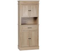 Homcom alacena de cocina aparador de comedor mueble auxiliar para microondas con 4 puertas 1 cajón y estante abierto para salón 74x39,5x183 cm roble