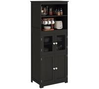 HOMCOM Alacena de Cocina con 4 Puertas y 2 Estantes 60x30x162 cm Negro