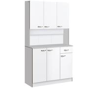 HOMCOM Alacena de Cocina con Cajón Moderna 6 Puertas Estantes Ajustable 101x39x180 cm Blanco Aosom España