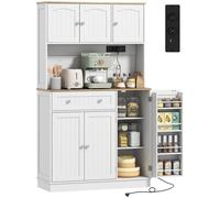 HOMCOM Alacena de Cocina Alta con Estación de Carga 100x40x173 cm Blanco
