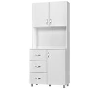 HOMCOM Alacena de Cocina con Estantes Ajustables 80x39,5x183,5 cm Blanco White