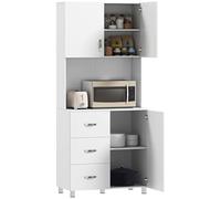 HOMCOM Alacena de Cocina Moderna con 3 Cajones 80x39,5x183,5 cm Blanco