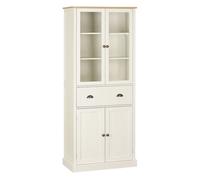 HOMCOM Armario de Cocina Grande Aparador Alto con Vitrina Cajón y Puertas Limpio para Souvenirs 76x40x182,5 cm Crema Aosom España