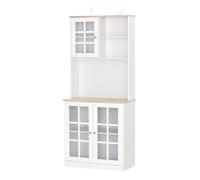 HOMCOM Armario de Cocina con Estantes y Puertas de Vidrio Perfecto para Pequeños Electrodomésticos y Menaje 80x37x183cm Blanco