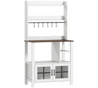 HOMCOM Alacena de Cocina , Mueble Auxiliar de Cocina, con 6 Ganchos para Tazas, de Vidrio, Estantes Abiertos, , 80x40x152 cm