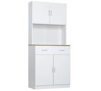 HOMCOM Alacena de Cocina Mueble Auxiliar de Cocina con Puertas Cajón y Estantes Ajustables Antivuelco para Comedor Salón BLANCO