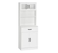 HOMCOM Alacena de Cocina Mueble Buffet de Cocina con 4 Puertas Cajón y Estantes Ajustables para Salón Comedor Estilo Moderno 60x38x161 cm Blanco