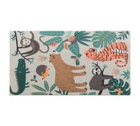 HOMCOM Alfombra de Felpa con Estampado de Jungla, fácil de cuidar, Crema + Multicolor
