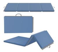 HOMCOM - Alfombra de gimnasia plegable (180 x 80 x 5 cm, con asa, alfombrilla para yoga, mma, deporte, fitness, pilates, revestimiento sintético, azul claro