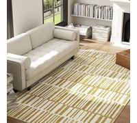 HOMCOM Alfombra de salón 200 x 140 cm Pelo Corto, Lavable a máquina, hipoalergénica, para salón, Dormitorio, Oficina, Amarillo