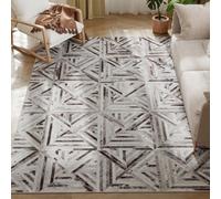 HOMCOM Alfombra moderna, alfombra lavable antideslizante con diseño triangular, alfombra de chenilla para salón, dormitorio, comedor, oficina en casa, 230 x 160 cm, marrón