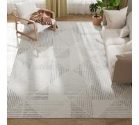HOMCOM Alfombra moderna, alfombra lavable antideslizante con motivos geométricos, alfombra suave para salón, dormitorio, comedor, oficina en casa, 290 x 200 cm, gris
