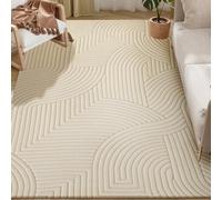 HOMCOM Alfombra Salón 160x120 cm Alfombra Pelo Corto Estilo Moderno Base Antideslizante Tejida a Máquina Tapete para Sala de Estar Dormitorio Comedor Crema
