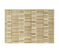 HOMCOM Alfombra Salón 170x120 cm Alfombra Lavable en Lavadora Pelo Corto Elementos a Rayas Tapete para Sala de Estar Dormitorio Comedor Crema