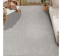 HOMCOM Alfombra Salón 230x160 cm Alfombra Pelo Corto Estilo Moderno Gris | Base Antideslizante, Tejida a Máquina, Tapete, Sala de Estar, Dormitorio, Comedor