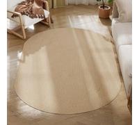 HOMCOM Alfombra Salón Ovalado Lavable en Lavadora 170x120 cm, Beige | Tejido a Mano, Estilo Rústico, Tapete, Alfombra Ovalada, Sala de Estar, Dormitorio, Comedor, Exterior