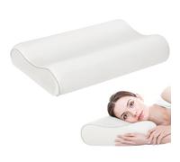HOMCOM Almohada cervical de espuma viscoelástica con funda extraíble y lavable, Almohada viscoelástica de doble altura, 60x40x10/12 cm, crema blanca