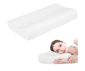 HOMCOM Almohada Cervicales y Cuello de Espuma Viscoelástica, Almohada Ortopedica con Diseño Ergonómico, Doble Altura, Funda Extraíble y Lavable, para Soporte de Cuello, Dormir de Lado y Boca Arriba