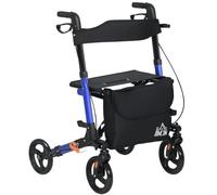 HOMCOM Andador con asiento compacto plegable rápido 8" ruedas Azul