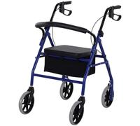 HOMCOM Andador para Adultos Plegable Con Almacenaje Asiento y Frenos 65x53x79-89 cm Azul y Negro