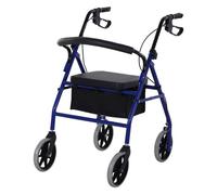 HOMCOM Andador para Adultos Plegable Con Almacenaje Asiento y Frenos 65x53x79-89 cm Azul y Negro Aosom España