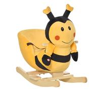 HOMCOM Animal mecedor para niños en forma de abeja en madera de álamo con música, 60x33x45 cm, amarillo y negro Aosom España