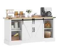 HOMCOM Aparador 2 Puertas Correderas, 150x40x72cm, Roble Blanco | Mueble de almacenaje, estantes ajustables, sala de estar, comedor, pasillo