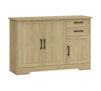 HOMCOM Aparador 3 Puertas, Aparador para Salón Rústico Moderno, con 2 Cajones, Estante Ajustable, Bisagra Cierre Suave, para Comedor, Entrada, Dormitorio, Natural, 120x38x79 cm