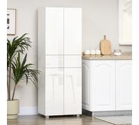 HOMCOM Aparador Alacena de Cocina Blanco Mueble Auxiliar con 4 Puertas 2 Cajones y Estantes Ajustables para Almacenamiento 60x35x170 cm Aosom España