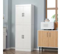 HOMCOM Aparador Alacena de Cocina Moderno 4 Puertas 60x36x168 cm Blanco