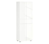 HOMCOM Aparador Alacena de Cocina con 4 Puertas 2 Cajones 60x35x170 cm Blanco White