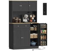 HOMCOM Aparador Alto con Puertos USB 6 Puertas 100x40x173cm Negro