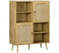 Homcom - Mueble de almacenamiento para armario alto con patas de madera y cannage con 2 puertas y 4 cajas. 90 x 32,5 x 120 cm