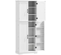HOMCOM Aparador alto de cocina, armario de cocina, 4 puertas, 10 nichos, 8 porta-especias y estantes ajustables, 60x35x162cm, blanco Aosom España