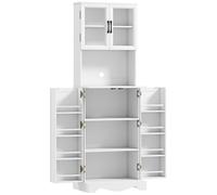 HOMCOM Aparador alto de cocina armario de cocina 4 puertas 8 porta-especias encimera estante regulable 60x39,5x179,6cm blanco Aosom España