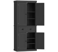 HOMCOM Aparador alto de cocina, armario de cocina con 4 puertas, cajón y estantes regulables, 76,2 x 40,2 x 183 cm, negro Aosom España