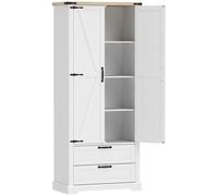 HOMCOM Aparador Alto de Cocina con 2 Puertas y 2 Cajones, 76x40x180 cm, Blanco Aosom España