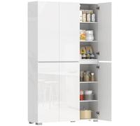 Homcom - Aparador alto para cocina, armario de cocina, de alto brillo, 6 puertas con cierre suave, 12 compartimentos estantes ajustables, armario para salón, comedor, 120 x 34 x 200 cm, color blanco