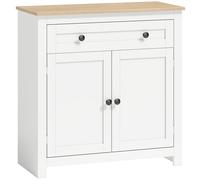 HOMCOM Aparador Armario de cocina con cajón, puertas dobles, estante ajustable, para salón, 78,5 x 35 x 80 cm Blanco