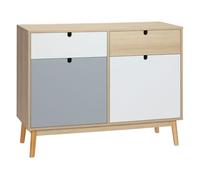 HOMCOM Aparador Auxiliar Mueble de Almacenamiento de Salón con 2 Armarios Cerrados y 2 Cajones Patas Elevadas de Madera de Pino para Cocina Dormitorio Entrada 100x40x79,5 cm Multicolor