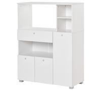 HOMCOM Aparador Auxiliar para Microondas Alacena Buffet de Cocina con 2 Armarios de Puertas 1 Cajón y Estantes 90x40x120 cm Blanco Aosom España