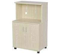 HOMCOM Aparador Auxiliar para Microondas Armario Bajo de Cocina con 2 Puertas y Estante Ajustable con Ruedas 60,4x40,3x97 cm Roble Aosom España