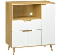 HOMCOM Aparador Auxiliar para Microondas Armario de Cocina Moderno con Cajón 3 Puertas y Compartimiento 90x40x98,5 cm Blanco Aosom España